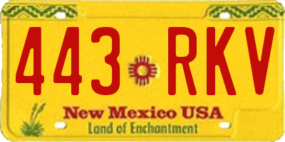 NM license plate 443RKV
