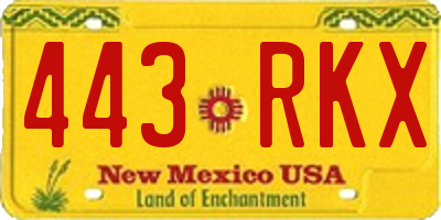 NM license plate 443RKX