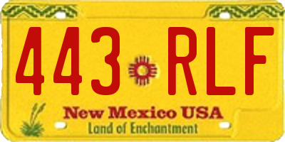 NM license plate 443RLF