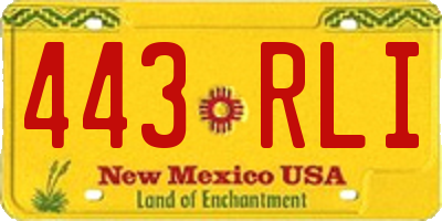 NM license plate 443RLI