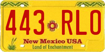 NM license plate 443RLO