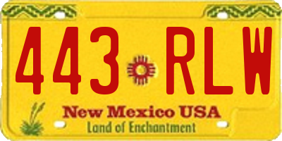 NM license plate 443RLW