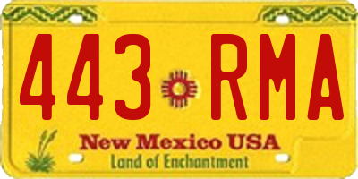 NM license plate 443RMA