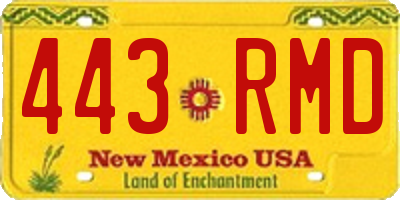 NM license plate 443RMD