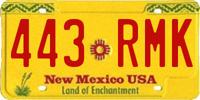 NM license plate 443RMK