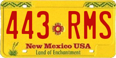 NM license plate 443RMS