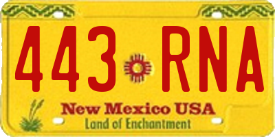 NM license plate 443RNA