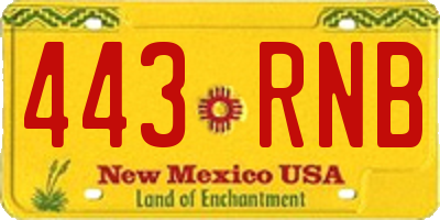 NM license plate 443RNB