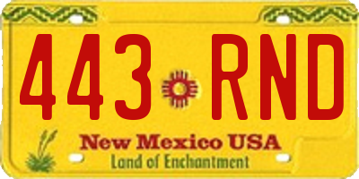 NM license plate 443RND
