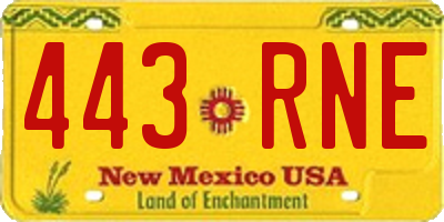 NM license plate 443RNE