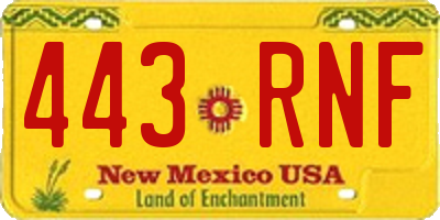 NM license plate 443RNF