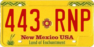NM license plate 443RNP
