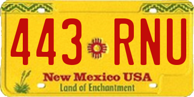 NM license plate 443RNU