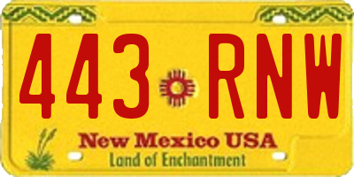 NM license plate 443RNW