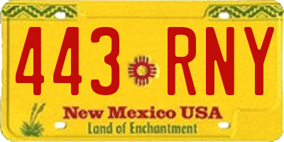 NM license plate 443RNY