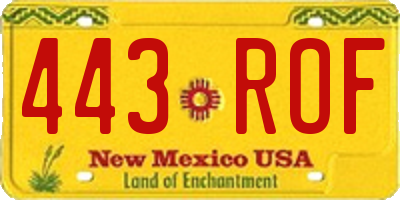 NM license plate 443ROF