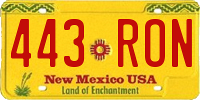 NM license plate 443RON