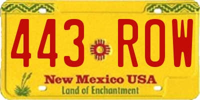 NM license plate 443ROW