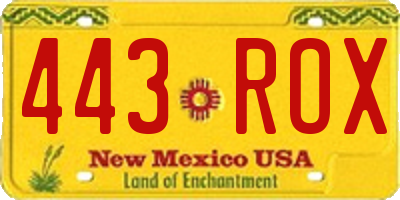 NM license plate 443ROX