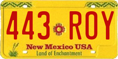 NM license plate 443ROY