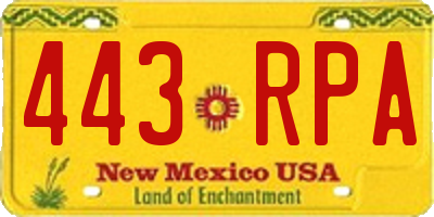 NM license plate 443RPA