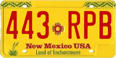 NM license plate 443RPB