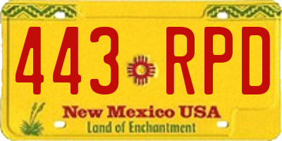 NM license plate 443RPD