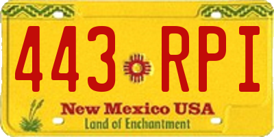 NM license plate 443RPI