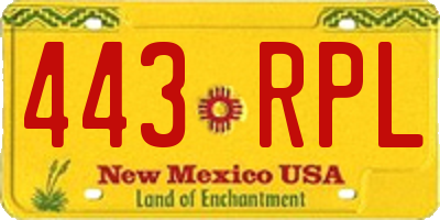 NM license plate 443RPL