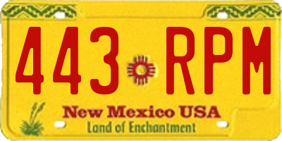 NM license plate 443RPM