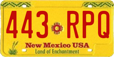 NM license plate 443RPQ