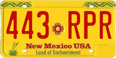 NM license plate 443RPR
