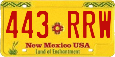 NM license plate 443RRW
