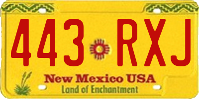 NM license plate 443RXJ
