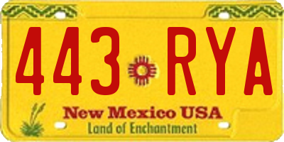 NM license plate 443RYA