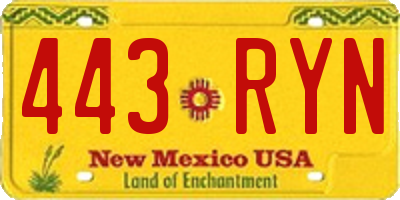 NM license plate 443RYN