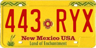 NM license plate 443RYX