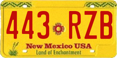 NM license plate 443RZB