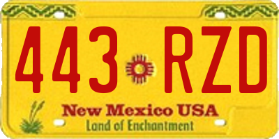 NM license plate 443RZD