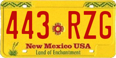 NM license plate 443RZG