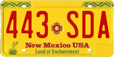 NM license plate 443SDA