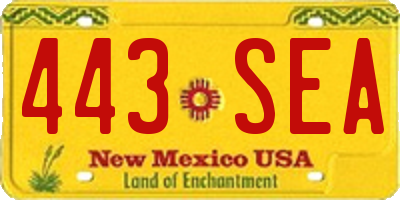 NM license plate 443SEA
