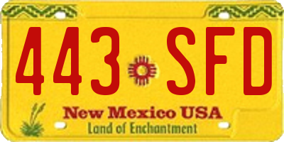 NM license plate 443SFD