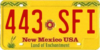 NM license plate 443SFI