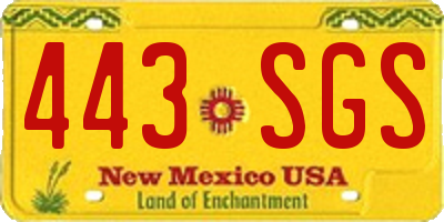 NM license plate 443SGS