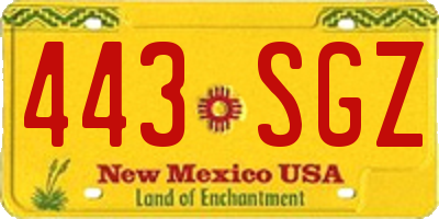 NM license plate 443SGZ