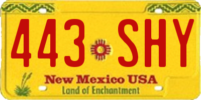 NM license plate 443SHY