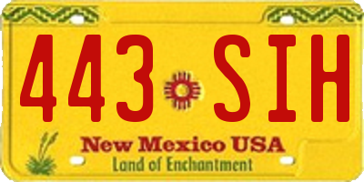 NM license plate 443SIH