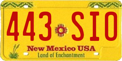 NM license plate 443SIO