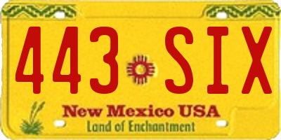 NM license plate 443SIX